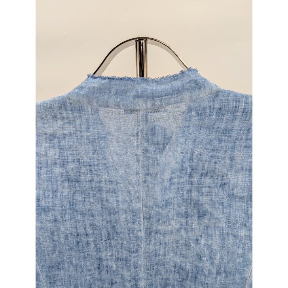 MEO MELI 100% Linen Jacket Blazer Womens S/M Blue Coastal Minimalist Lagenlook - Picture 10 of 16